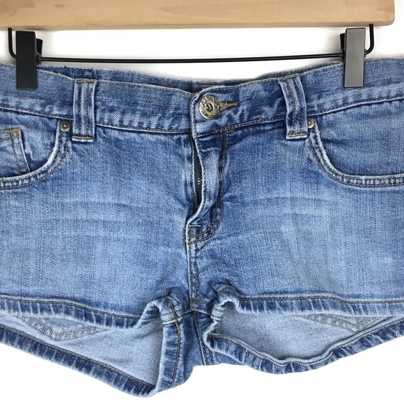 ROXY Denim Jean Shorts Super Short Stretch Y2K 90s Style Surf Size 11 Juniors - Picture 2 of 7